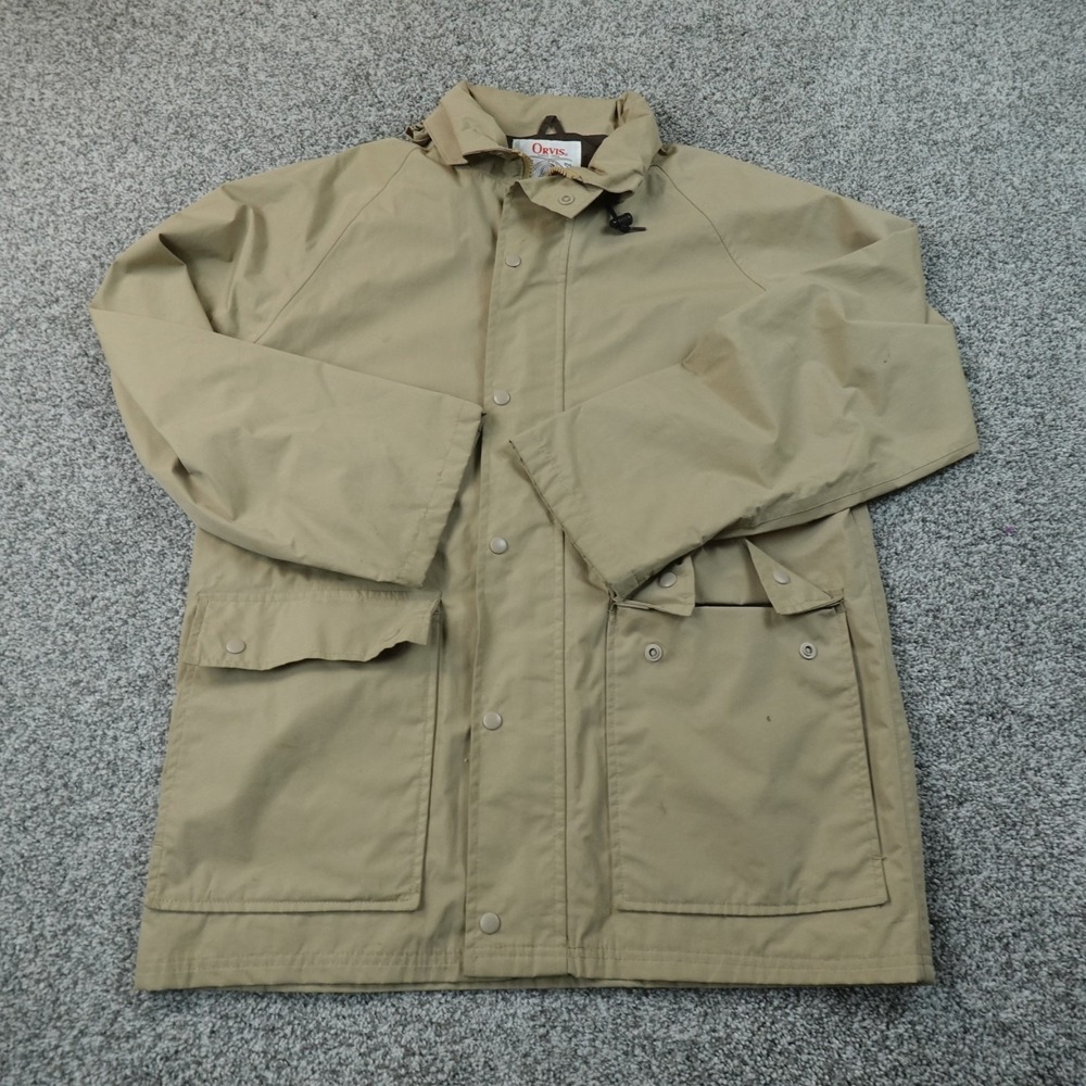 VTG Orvis Jacket Mens S Brown Tan Beige Gore Tex Waterproof Fishing Hiking Coat